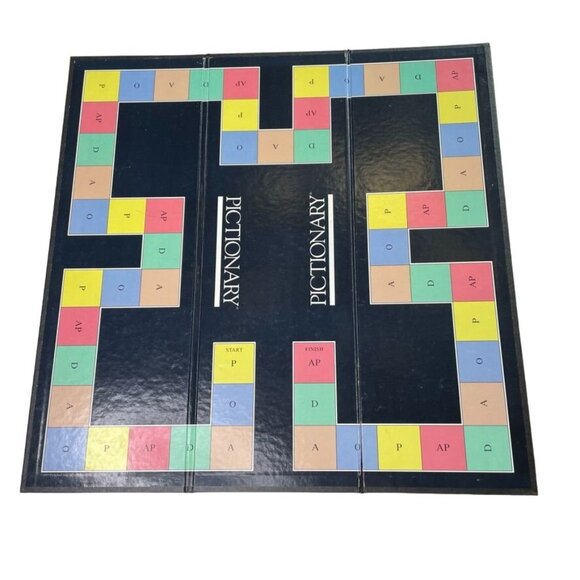 Pictionary Game Board  Mattel 1985 Replacement Game Piece or Wall Decor u Tri Fo - Picture 1 of 4